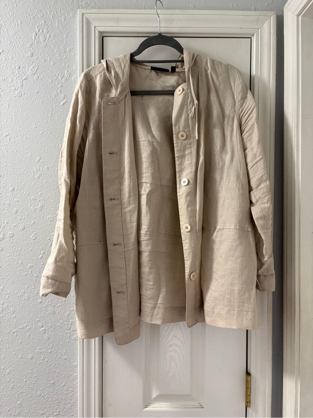 Premise Cream Hooded Button Jacket